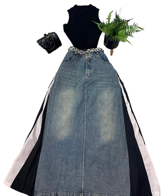 Track Denim Skirt