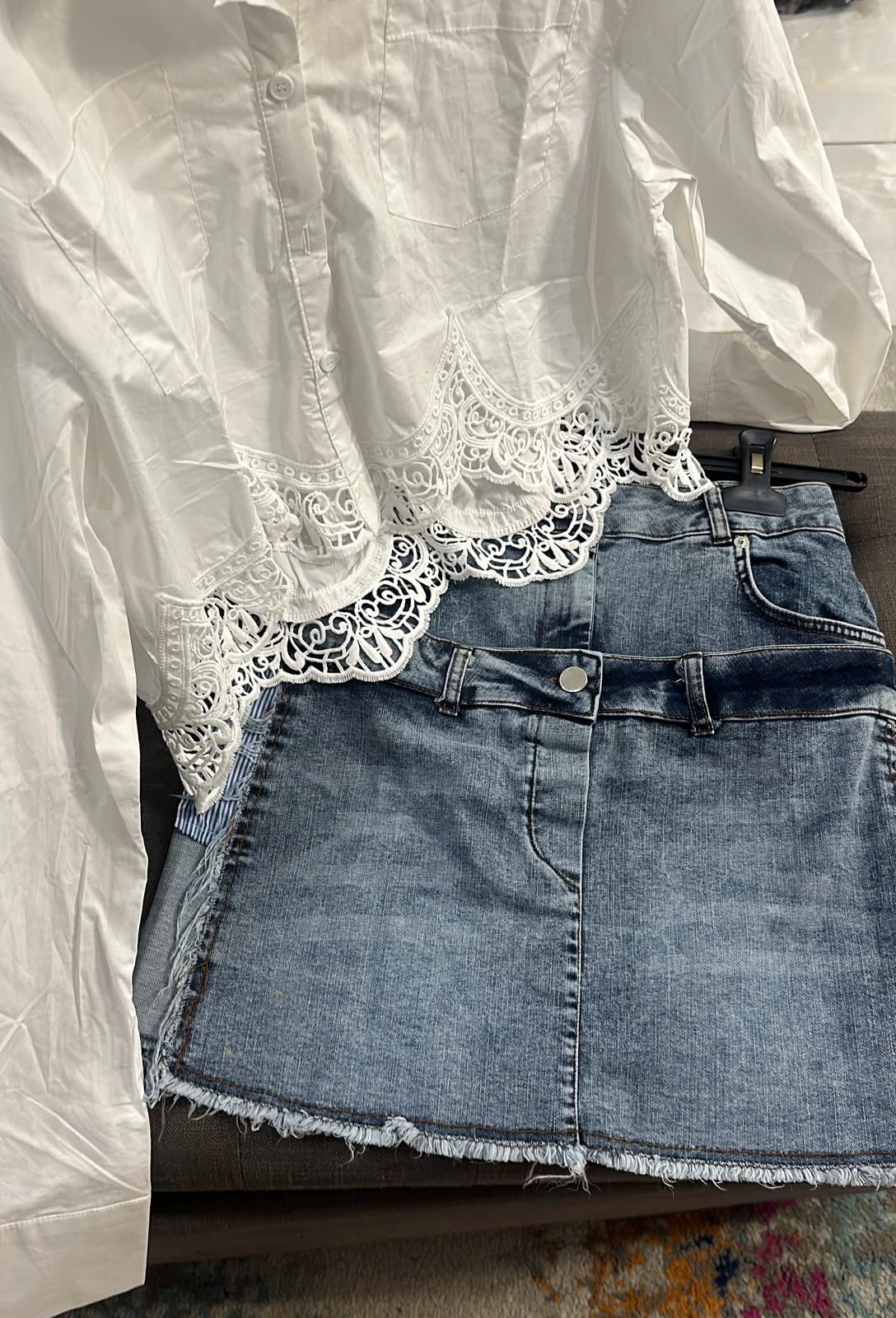 Denim Double Short Skirt