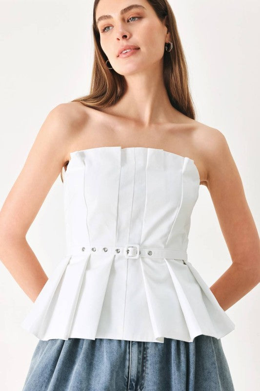 White Peplum Top